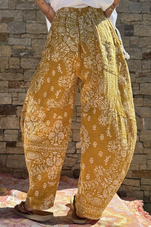 Hush Pillow Cotton Bandana B Classic Barrel Pant Mustard